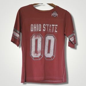 NCAA Ohio State red & white vintage wash top, S